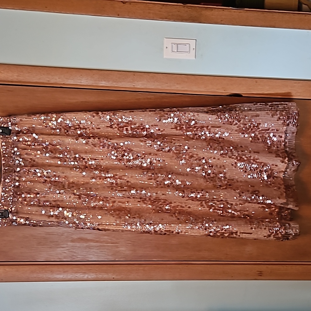 Zara Gold Sequined Maxi Skirt sz Large - Picture 3 of 5